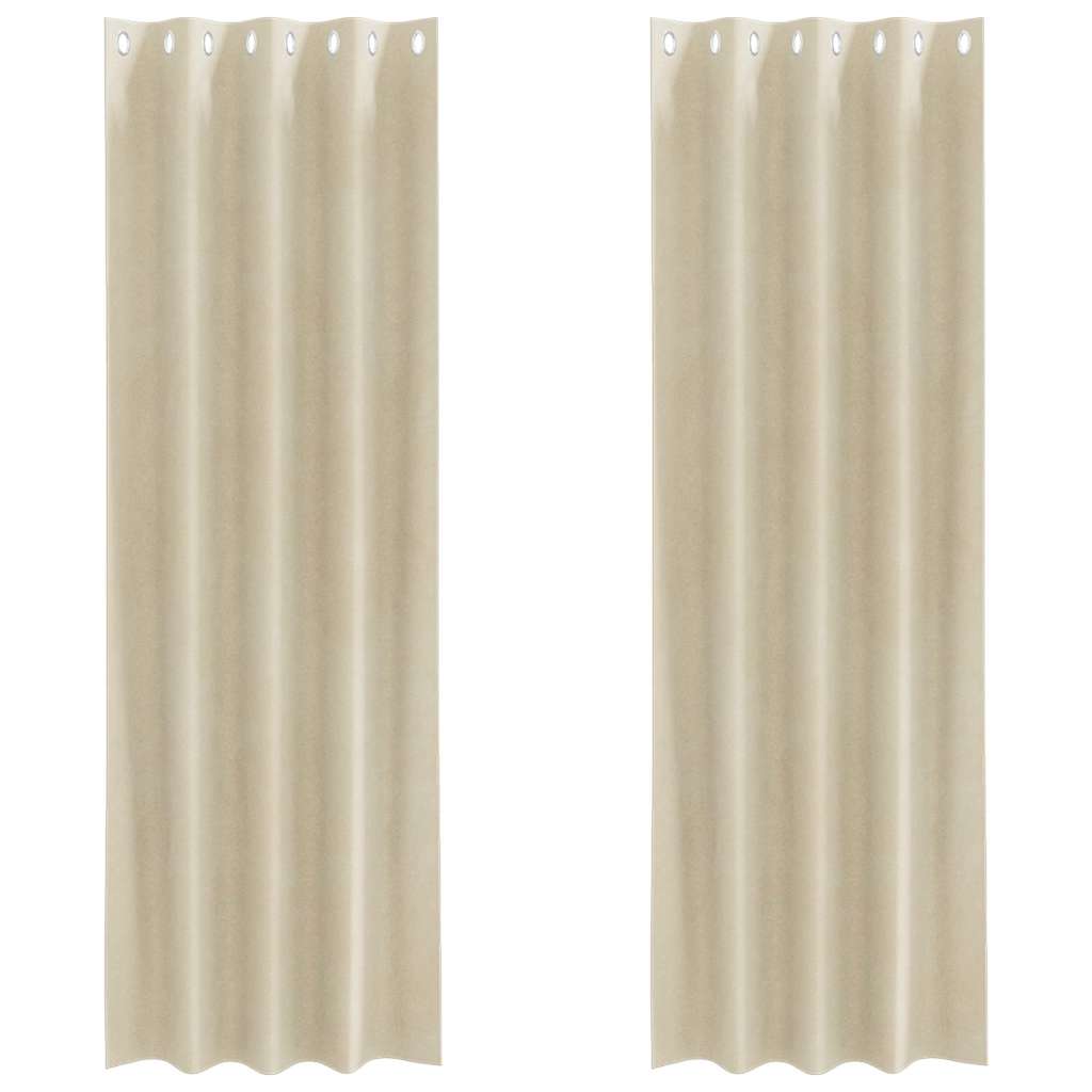 Blendingsgardiner 2 pcs Krem 140 x 225 cm Fløyel