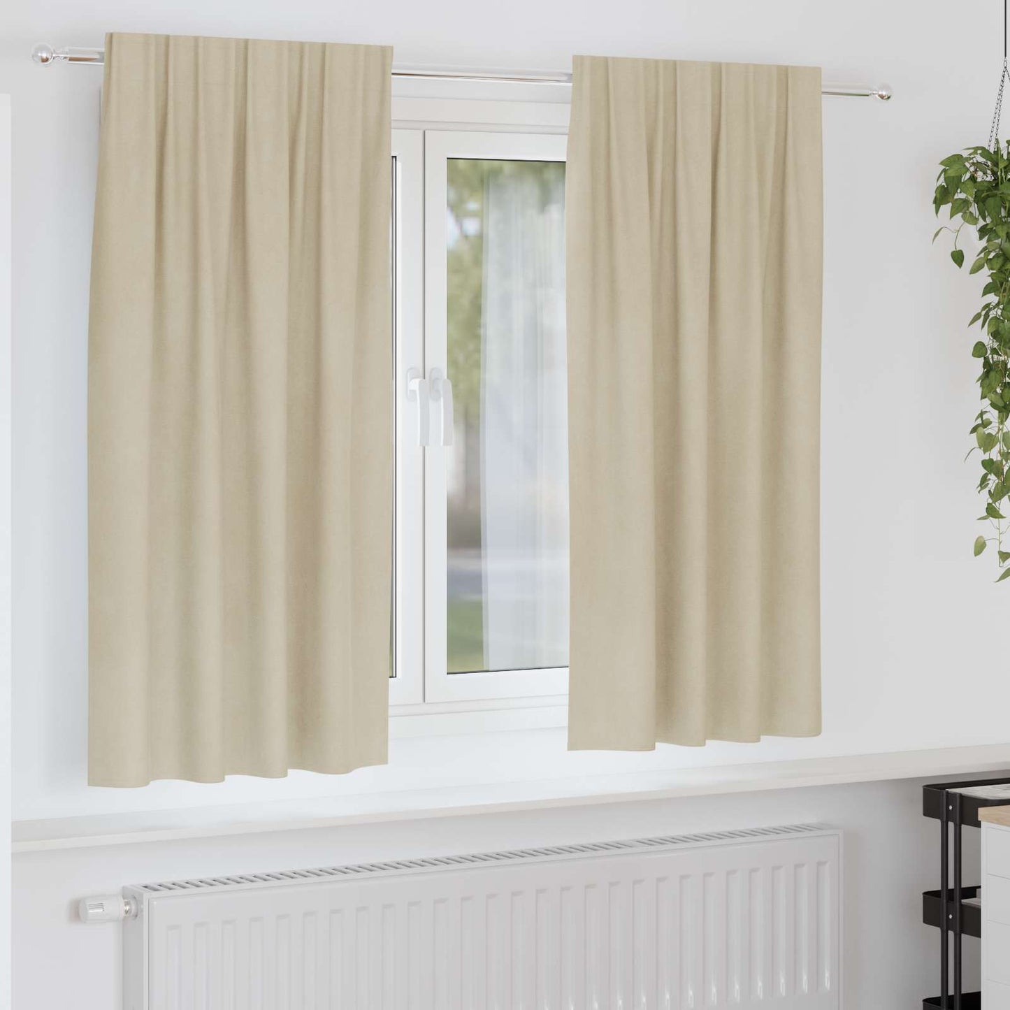 Blendingsgardiner 2 pcs Krem 140 x 175 cm Fløyel