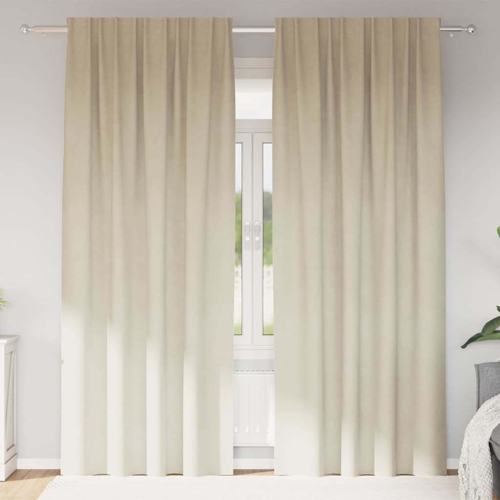 Blendingsgardiner 2 pcs Krem 140 x 245 cm Fløyel