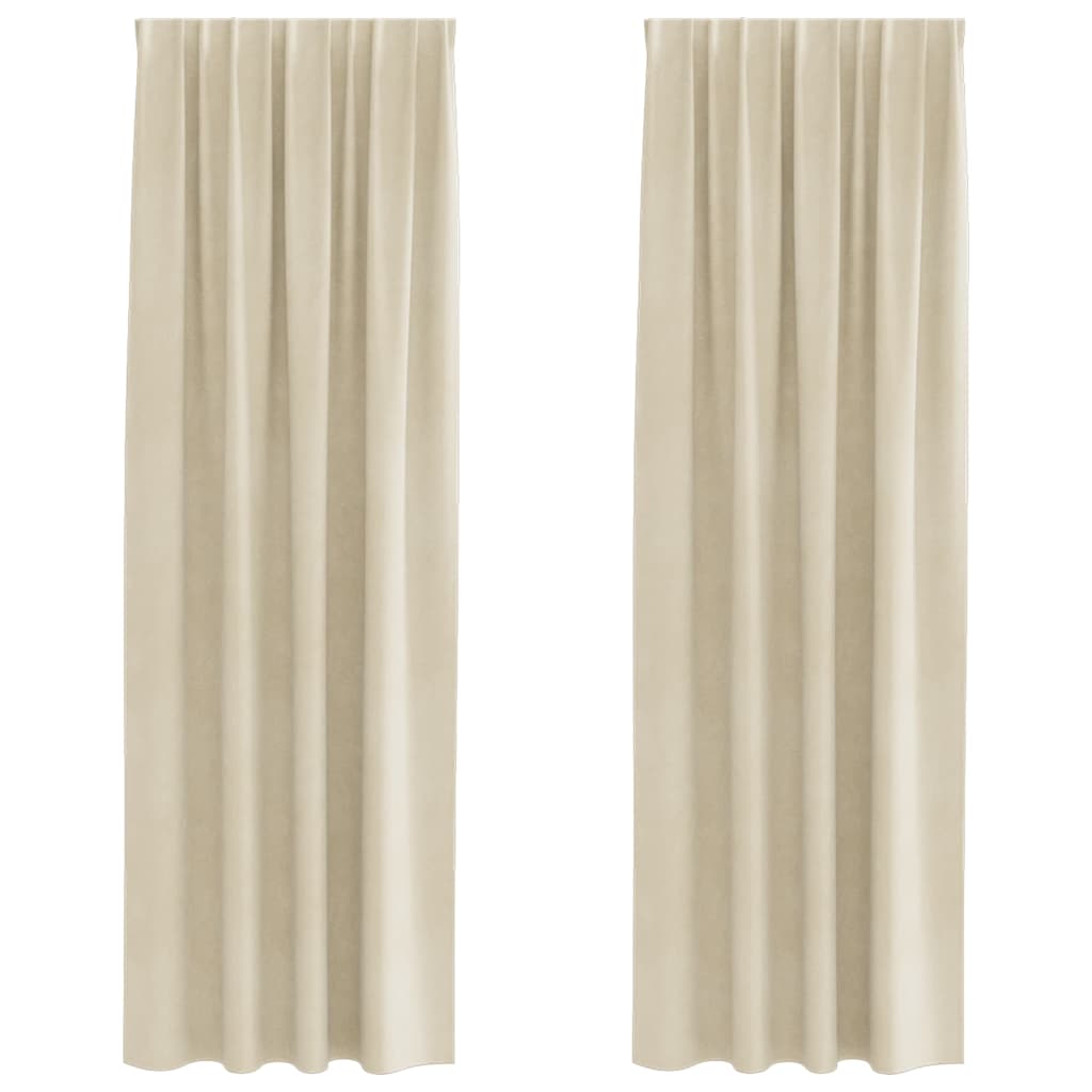 Blendingsgardiner 2 pcs Krem 140 x 245 cm Fløyel