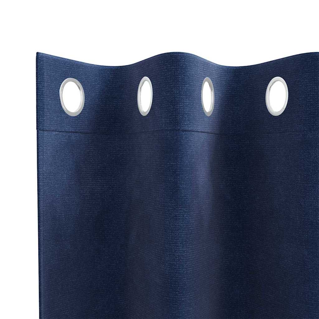 Blendingsgardiner 2 pcs Mørkeblå 140 x 140 cm Fløyel