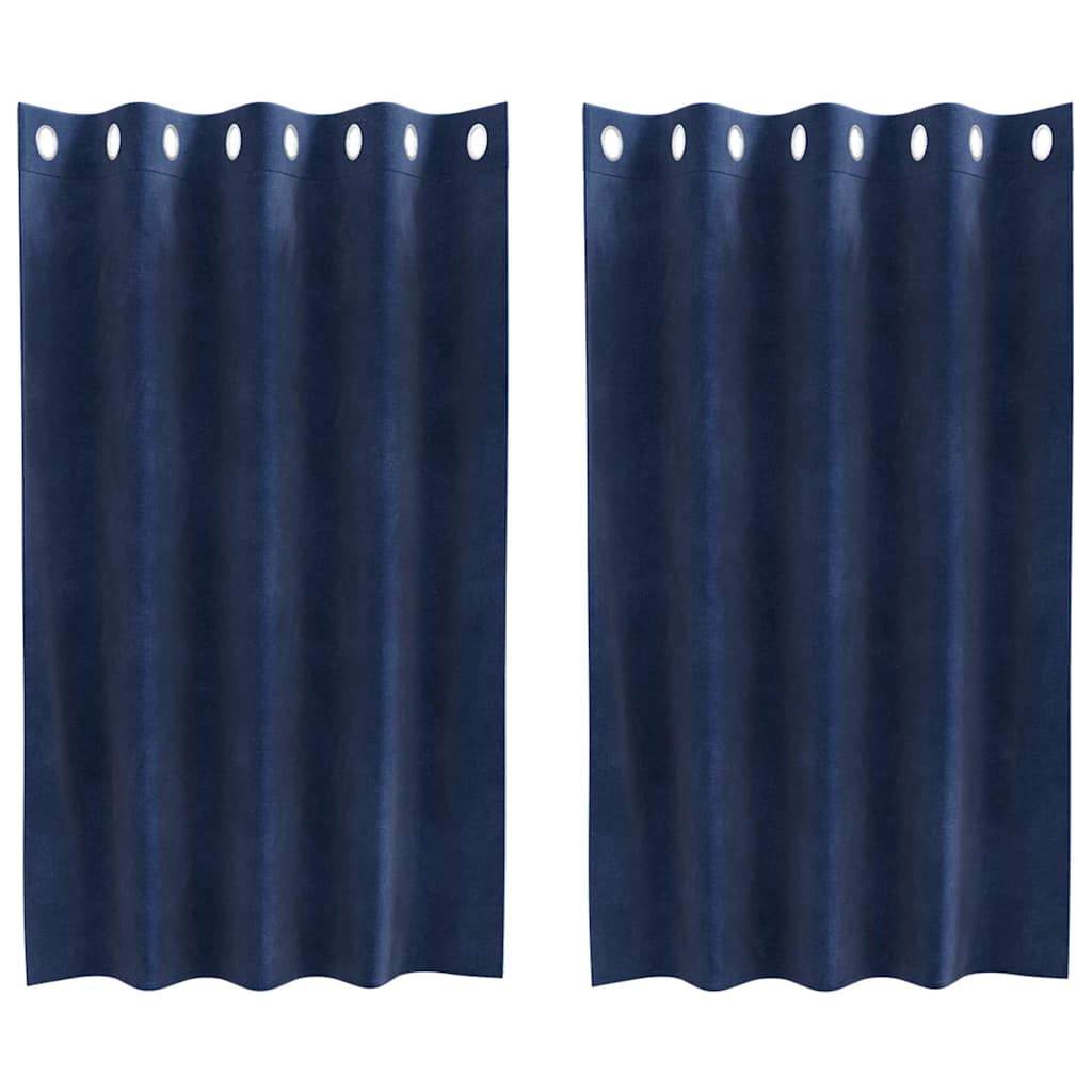 Blendingsgardiner 2 pcs Mørkeblå 140 x 140 cm Fløyel