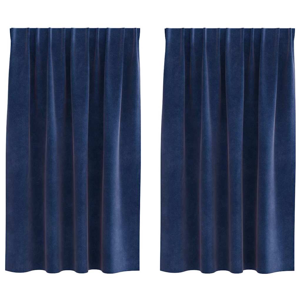 Blendingsgardiner 2 pcs Mørkeblå 140 x 140 cm Fløyel