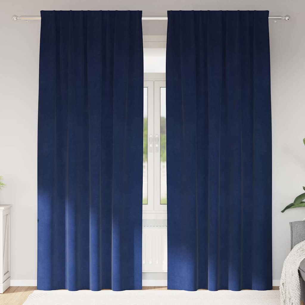 Blendingsgardiner 2 pcs Mørkeblå 140 x 245 cm Fløyel vidaXL