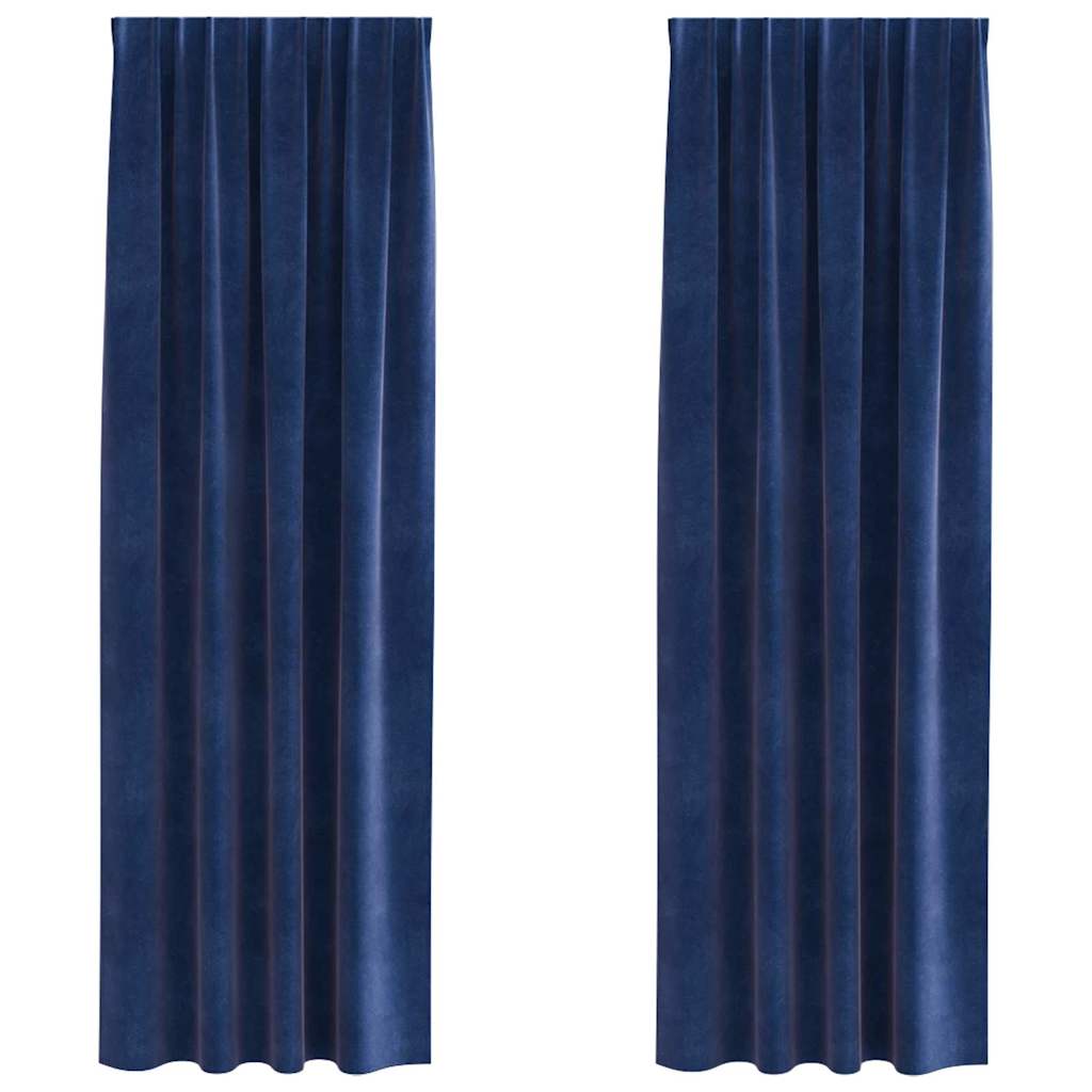 Blendingsgardiner 2 pcs Mørkeblå 140 x 245 cm Fløyel vidaXL