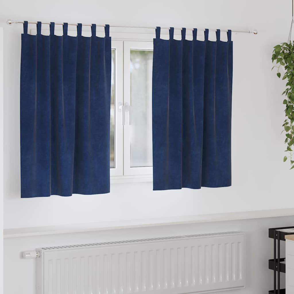 Blendingsgardiner 2 pcs Mørkeblå 140 x 140 cm Fløyel