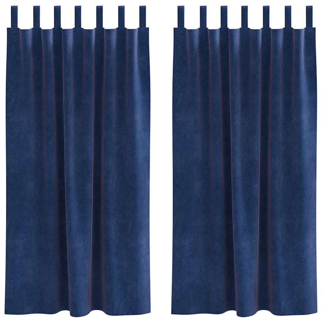 Blendingsgardiner 2 pcs Mørkeblå 140 x 175 cm Fløyel