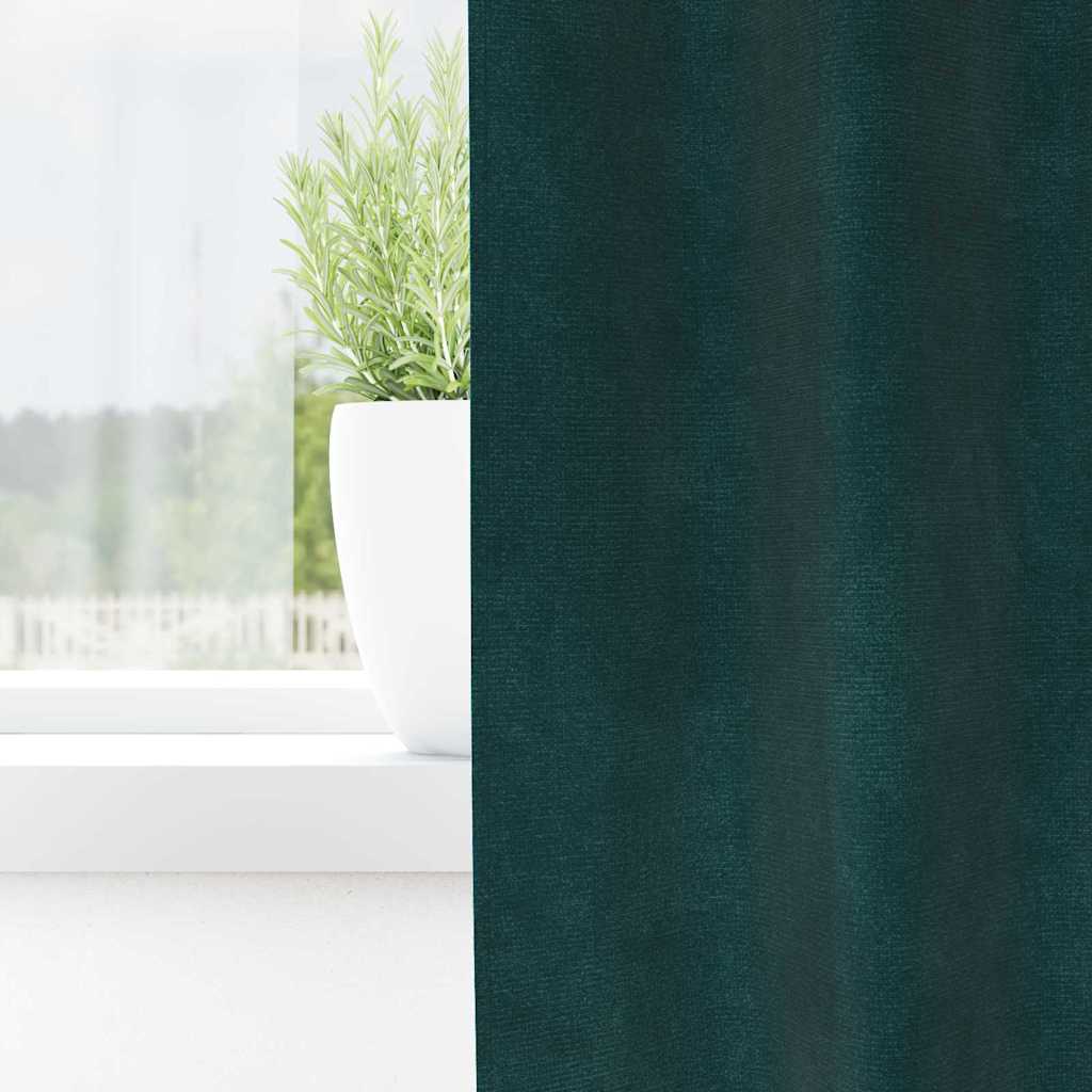 Blendingsgardiner 2 pcs Mørkegrønn 140 x 175 cm Fløyel vidaXL