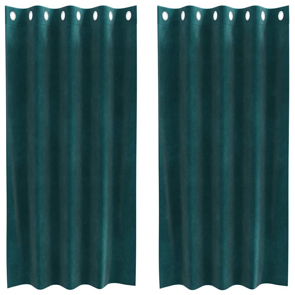 Blendingsgardiner 2 pcs Mørkegrønn 140 x 175 cm Fløyel vidaXL