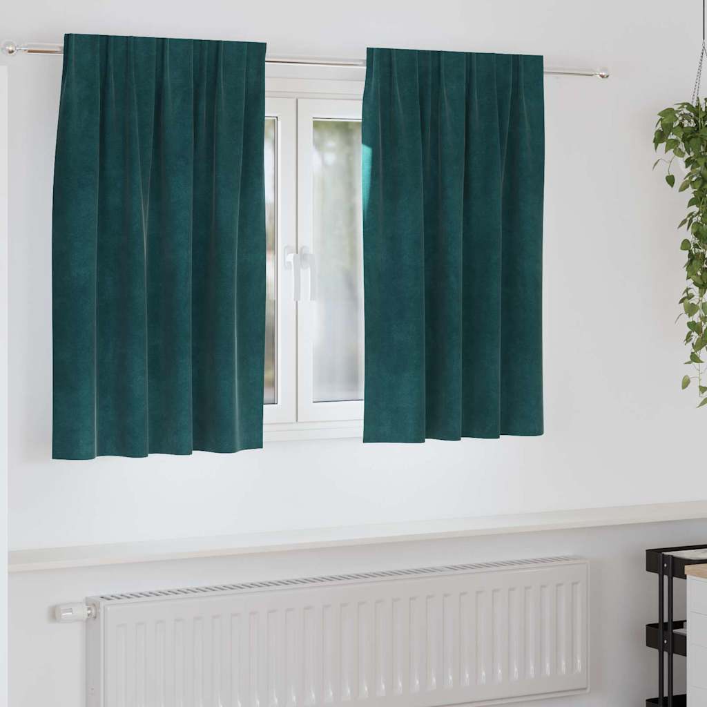 Blendingsgardiner 2 pcs Mørkegrønn 140 x 140 cm Fløyel vidaXL