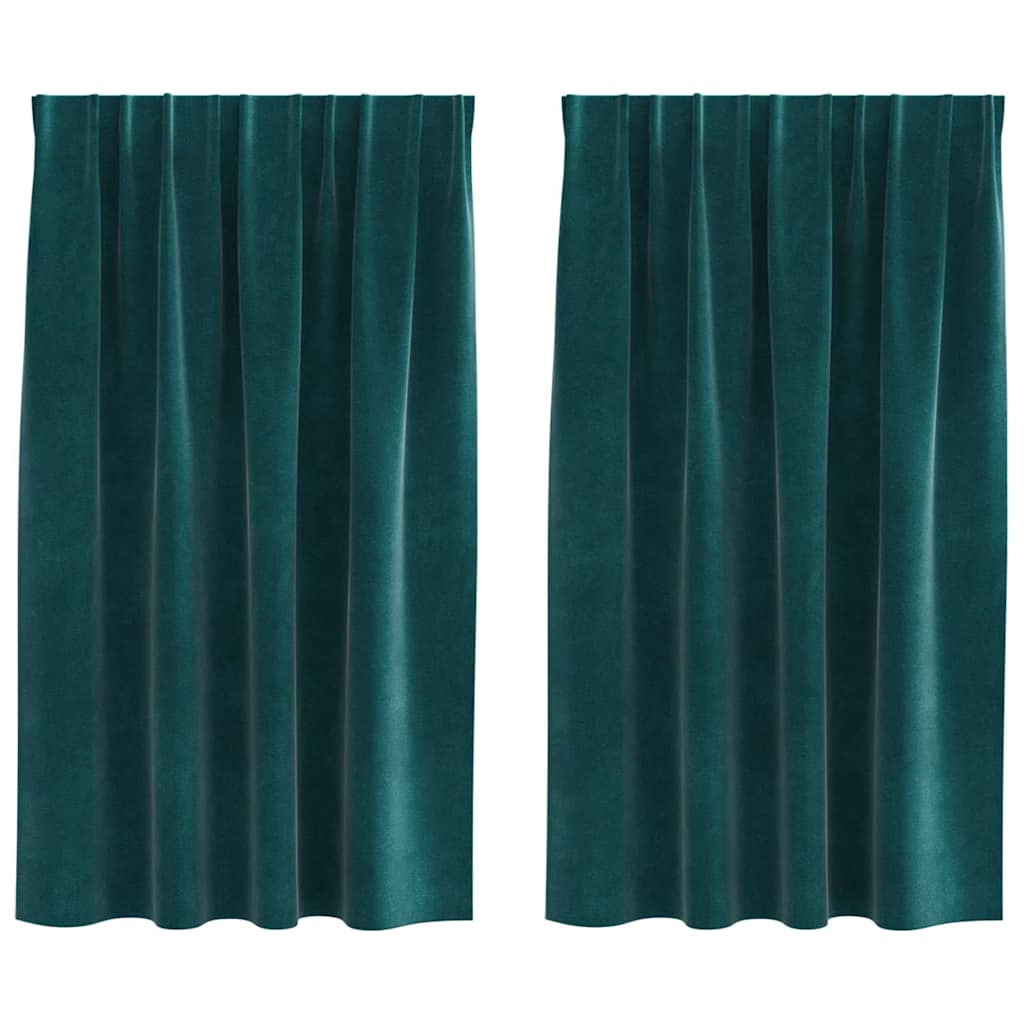 Blendingsgardiner 2 pcs Mørkegrønn 140 x 140 cm Fløyel vidaXL