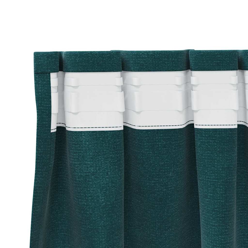 Blendingsgardiner 2 pcs Mørkegrønn 140 x 225 cm Fløyel vidaXL