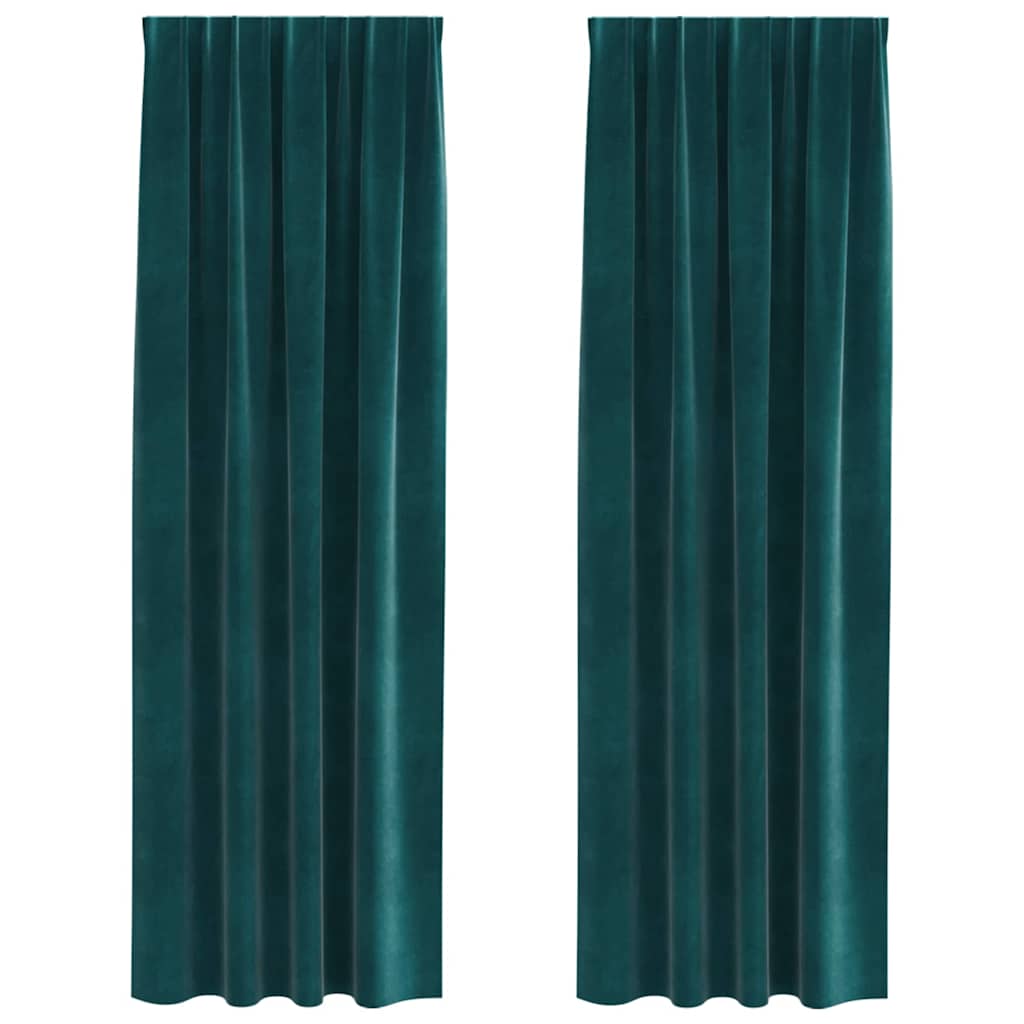 Blendingsgardiner 2 pcs Mørkegrønn 140 x 245 cm Fløyel vidaXL