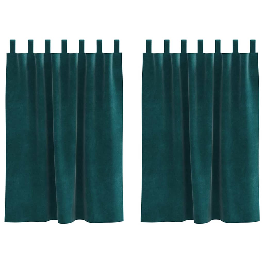 Blendingsgardiner 2 pcs Mørkegrønn 140 x 140 cm Fløyel vidaXL