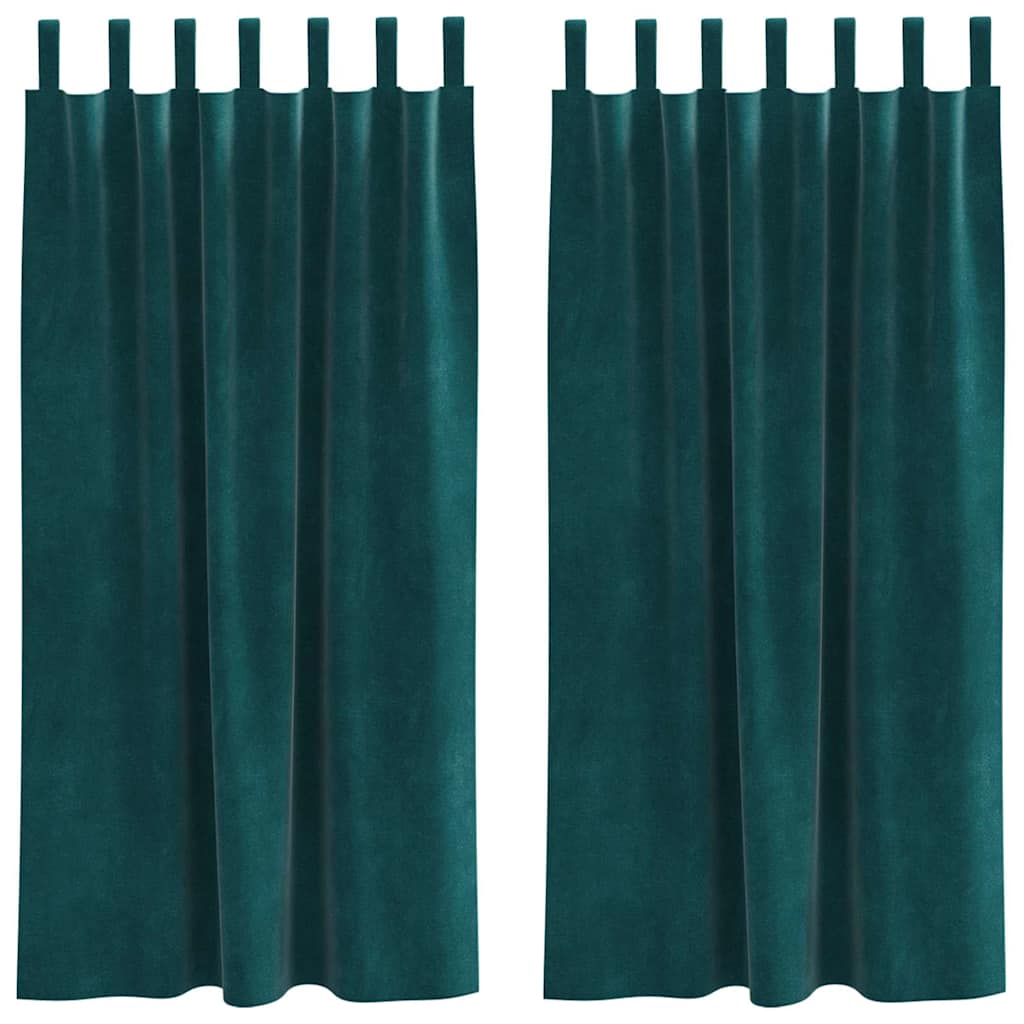 Blendingsgardiner 2 pcs Mørkegrønn 140 x 175 cm Fløyel vidaXL