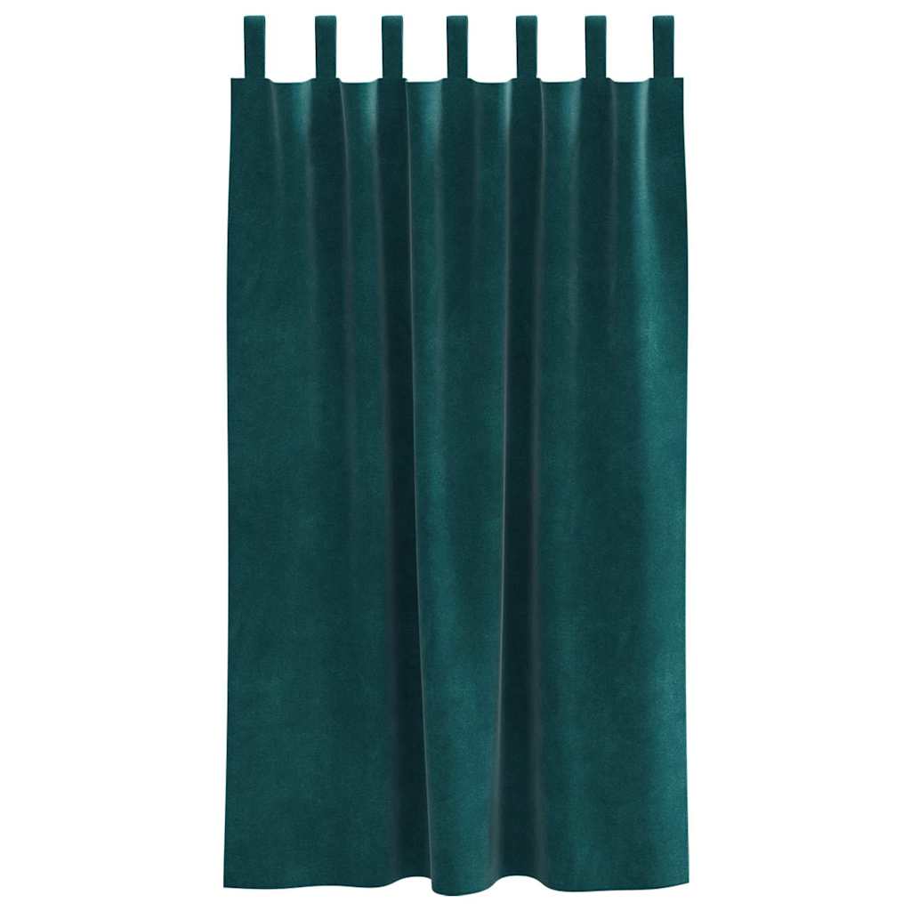 Blendingsgardiner 2 pcs Mørkegrønn 140 x 175 cm Fløyel vidaXL