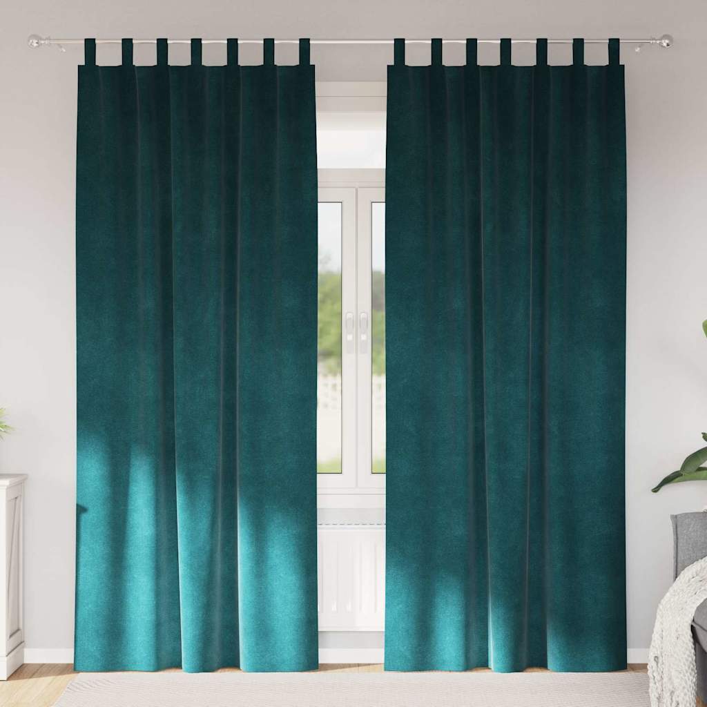 Blendingsgardiner 2 pcs Mørkegrønn 140 x 225 cm Fløyel vidaXL