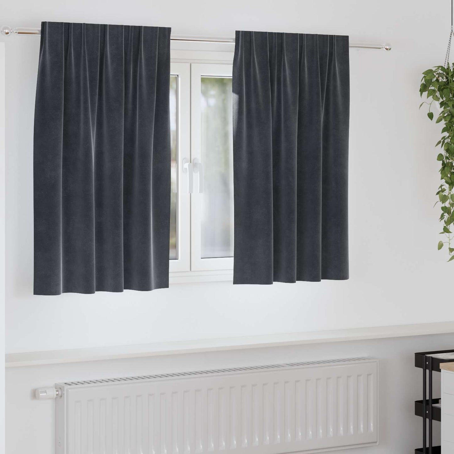 Blendingsgardiner 2 pcs Mørkegrå 140 x 140 cm Fløyel vidaXL