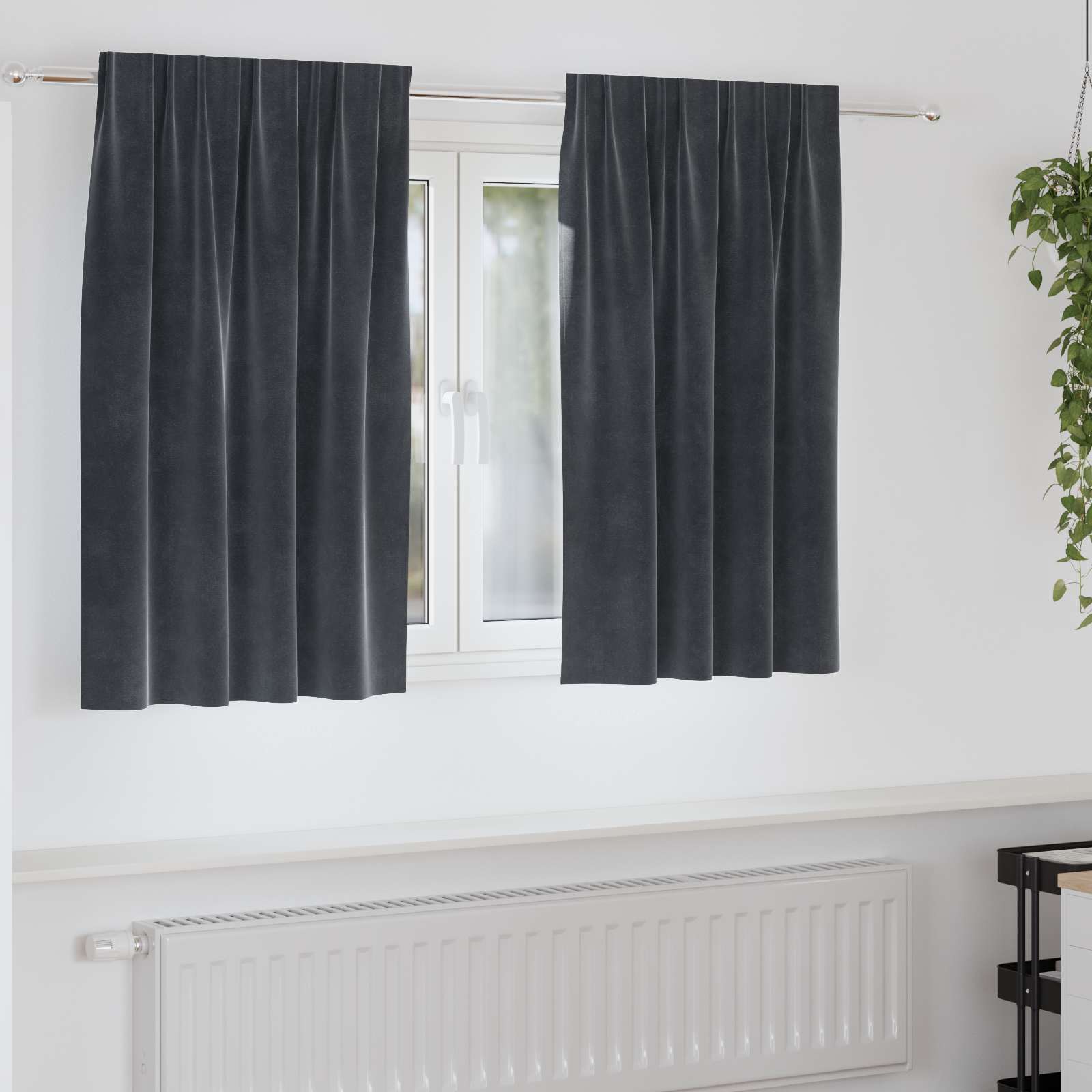 Blendingsgardiner 2 pcs Mørkegrå 140 x 140 cm Fløyel vidaXL