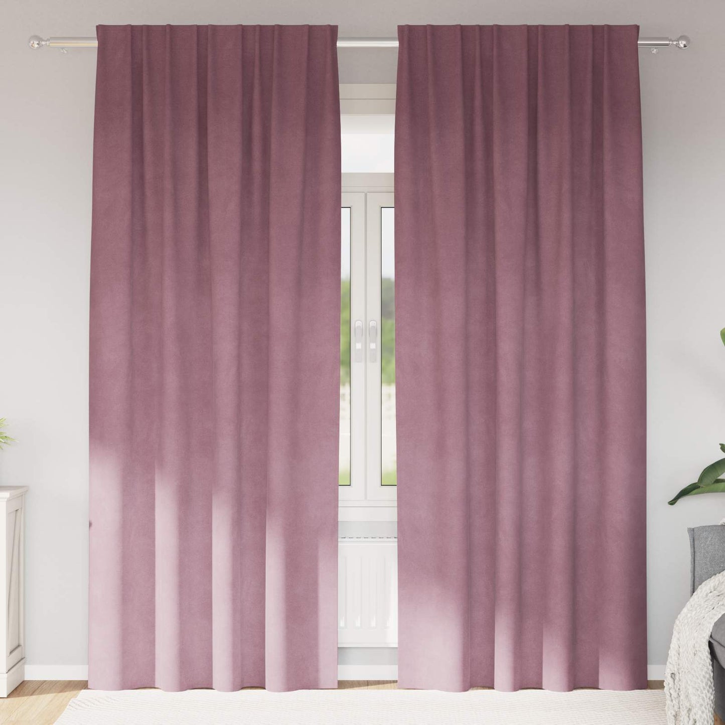 Blendingsgardiner 2 pcs Mørk rosa 140 x 225 cm Fløyel vidaXL