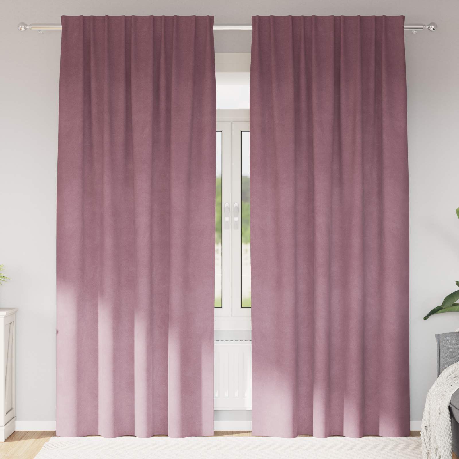 Blendingsgardiner 2 pcs Mørk rosa 140 x 225 cm Fløyel vidaXL