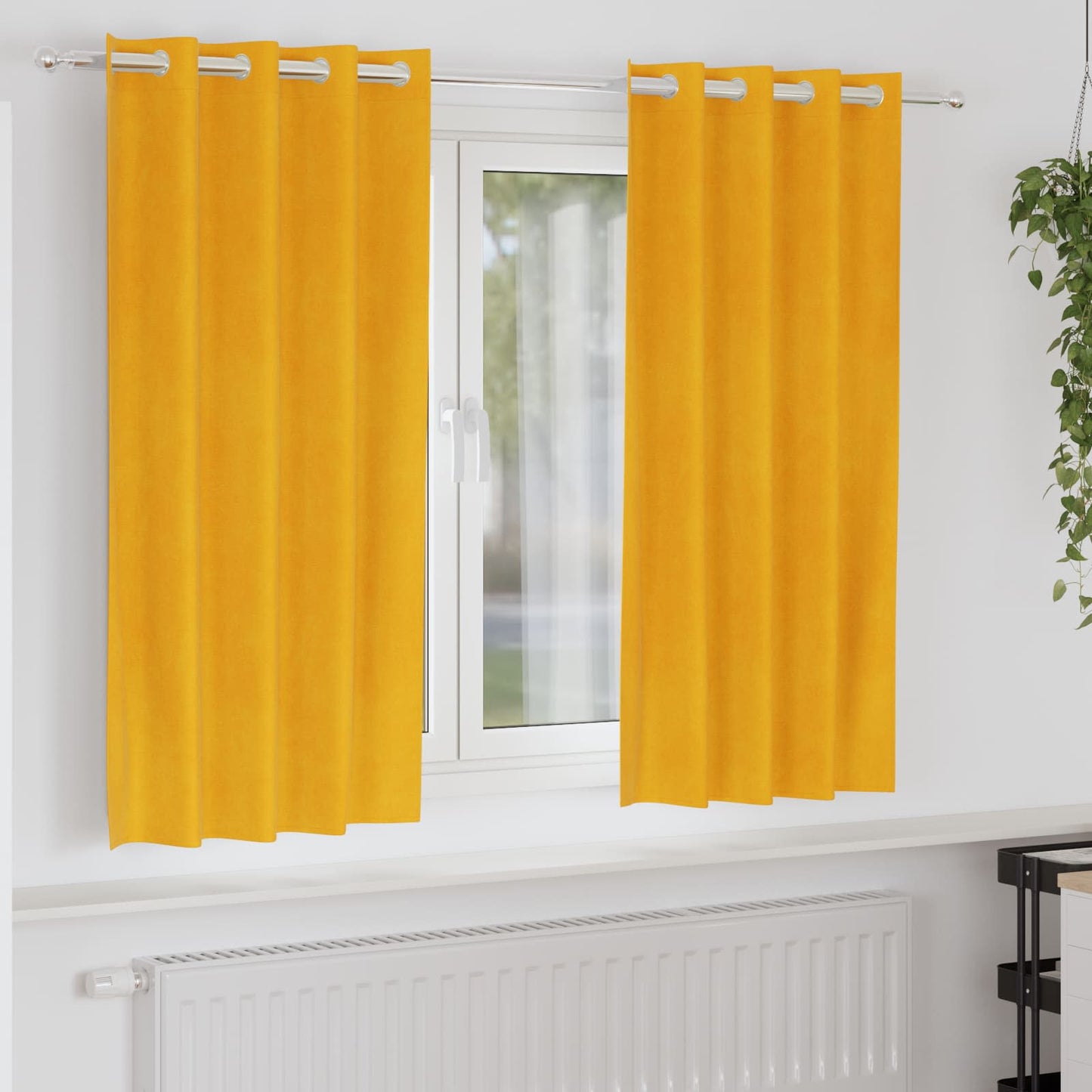 Blendingsgardiner 2 pcs Sennepsgul 140 x 175 cm Fløyel