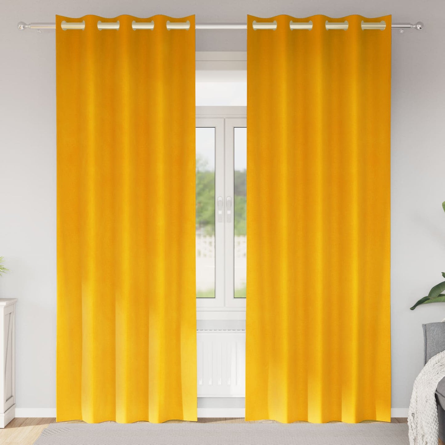 Blendingsgardiner 2 pcs Sennepsgul 140 x 260 cm Fløyel vidaXL