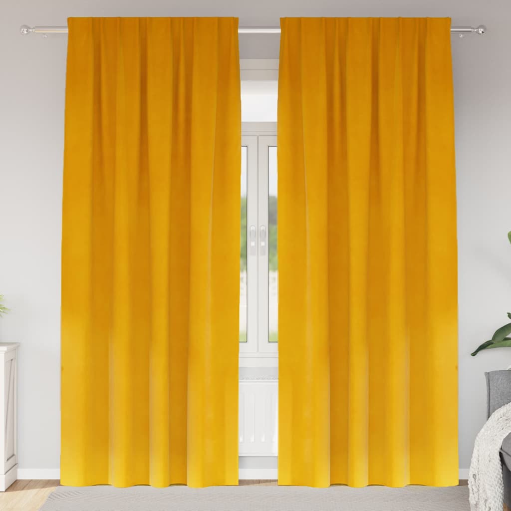 Blendingsgardiner 2 pcs Sennepsgul 140 x 245 cm Fløyel