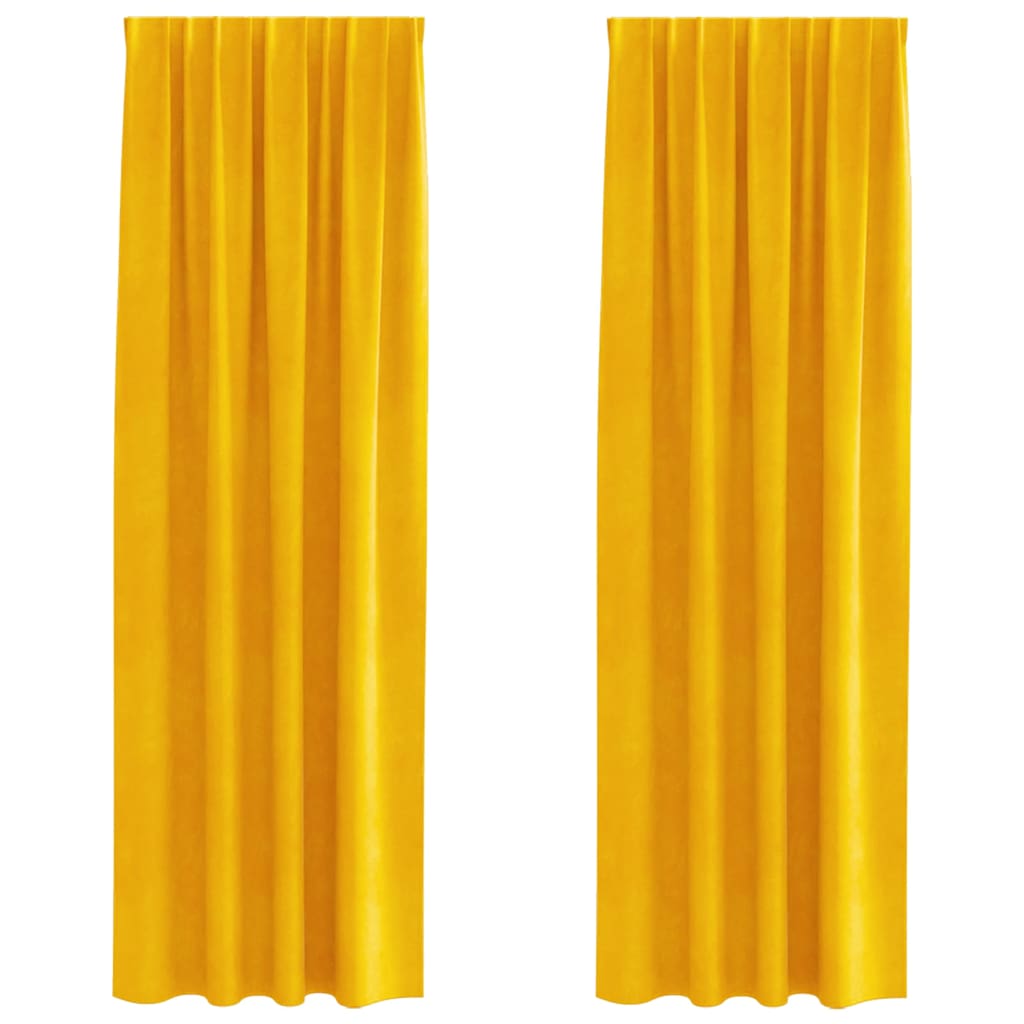 Blendingsgardiner 2 pcs Sennepsgul 140 x 245 cm Fløyel