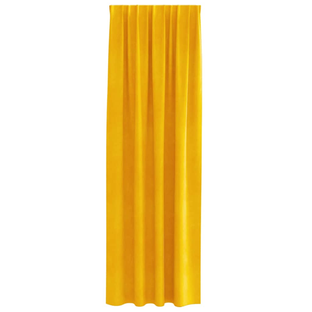 Blendingsgardiner 2 pcs Sennepsgul 140 x 245 cm Fløyel