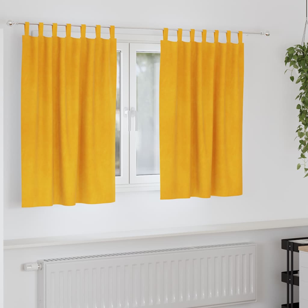 Blendingsgardiner 2 pcs Sennepsgul 140 x 140 cm Fløyel