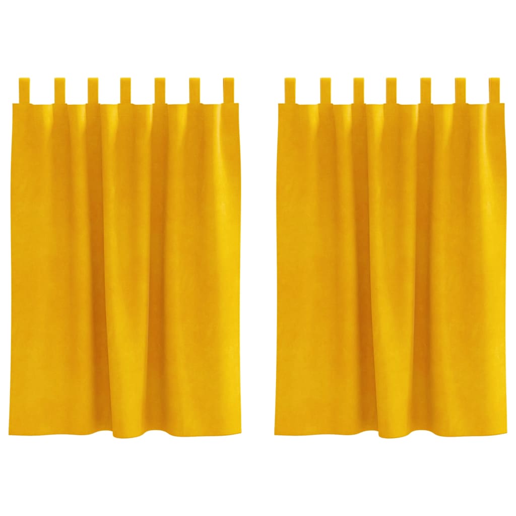 Blendingsgardiner 2 pcs Sennepsgul 140 x 140 cm Fløyel