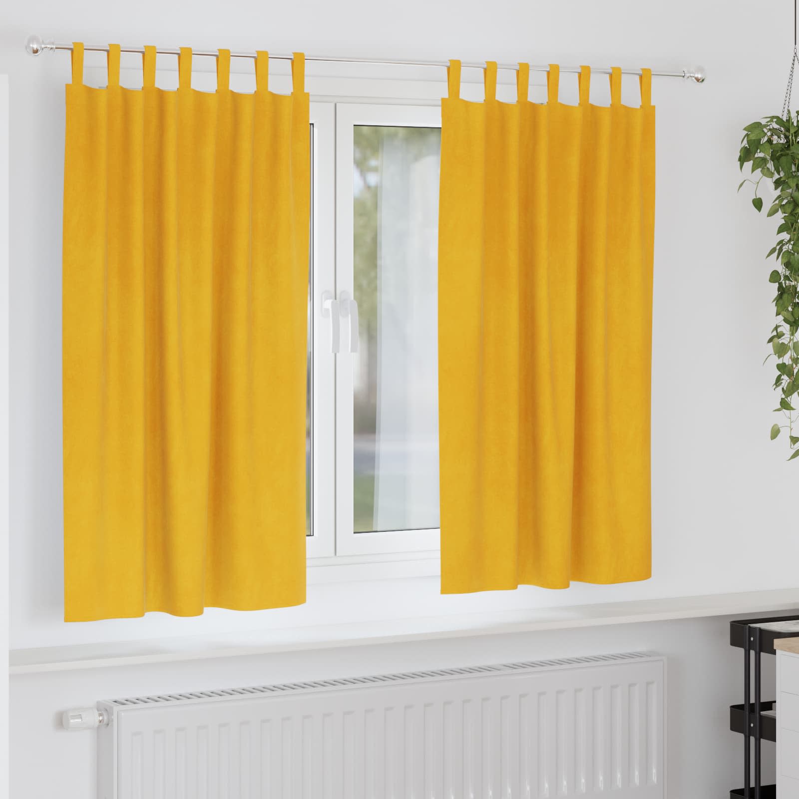 Blendingsgardiner 2 pcs Sennepsgul 140 x 175 cm Fløyel vidaXL