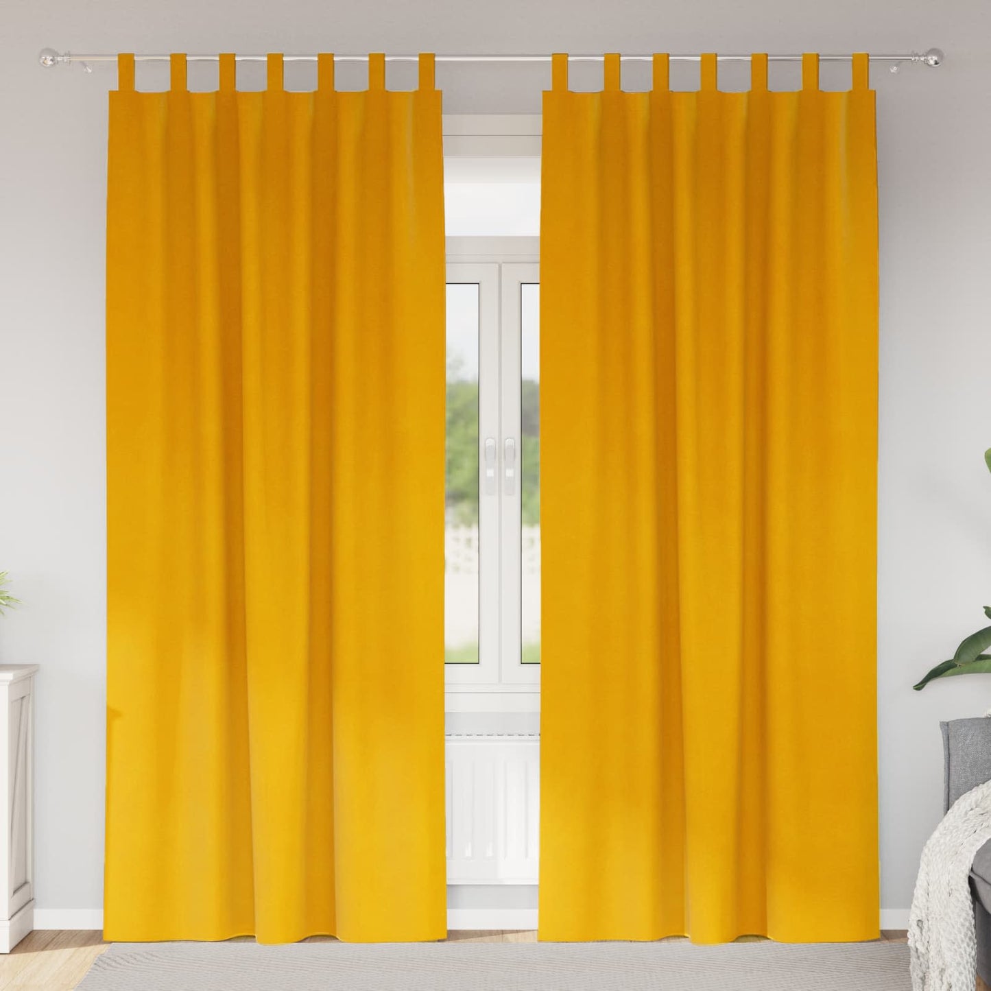 Blendingsgardiner 2 pcs Sennepsgul 140 x 245 cm Fløyel