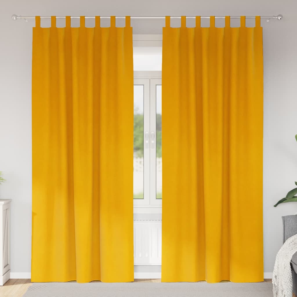 Blendingsgardiner 2 pcs Sennepsgul 140 x 260 cm Fløyel vidaXL