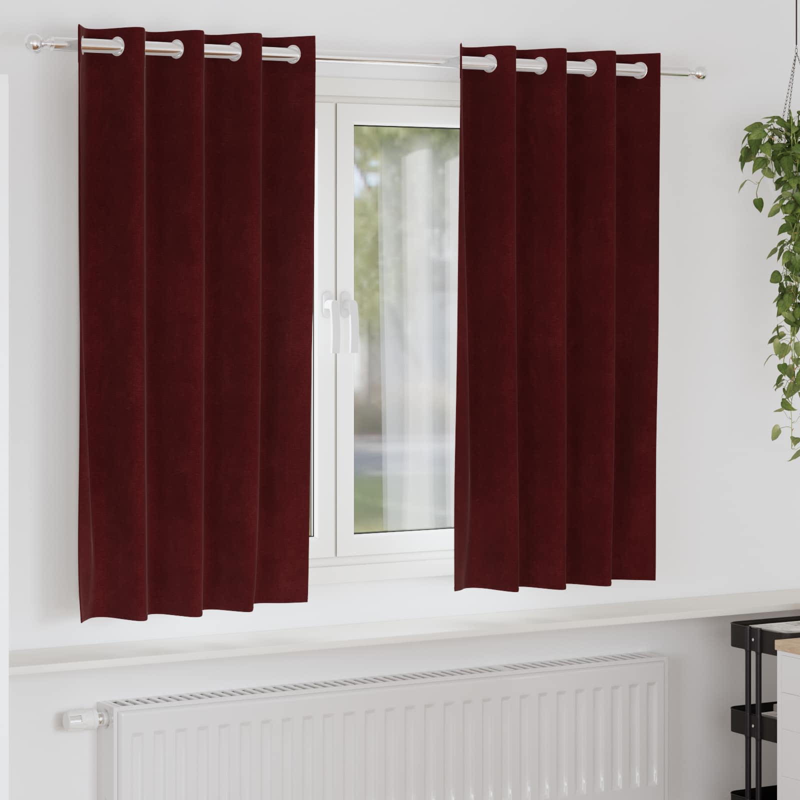 Blendingsgardiner 2 pcs Vinrød 140 x 175 cm Fløyel vidaXL
