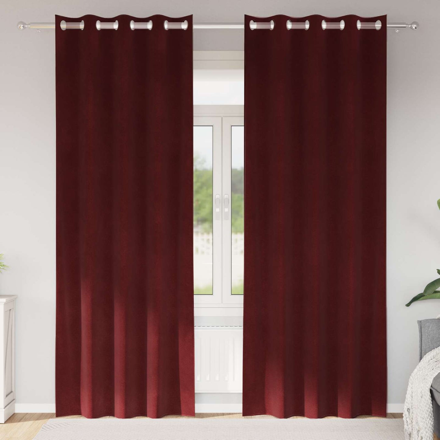 Blendingsgardiner 2 pcs Vinrød 140 x 225 cm Fløyel vidaXL