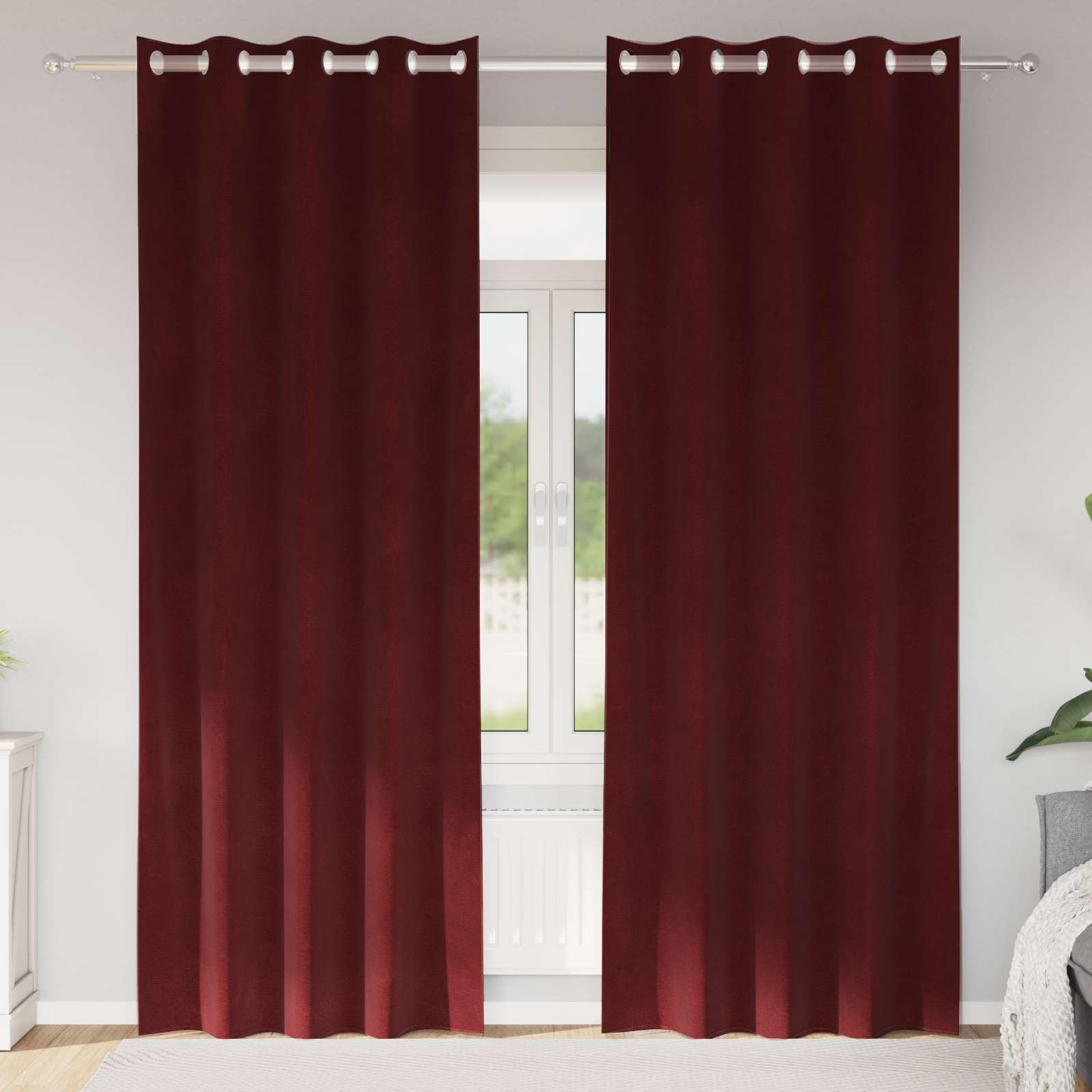 Blendingsgardiner 2 pcs Vinrød 140 x 225 cm Fløyel vidaXL
