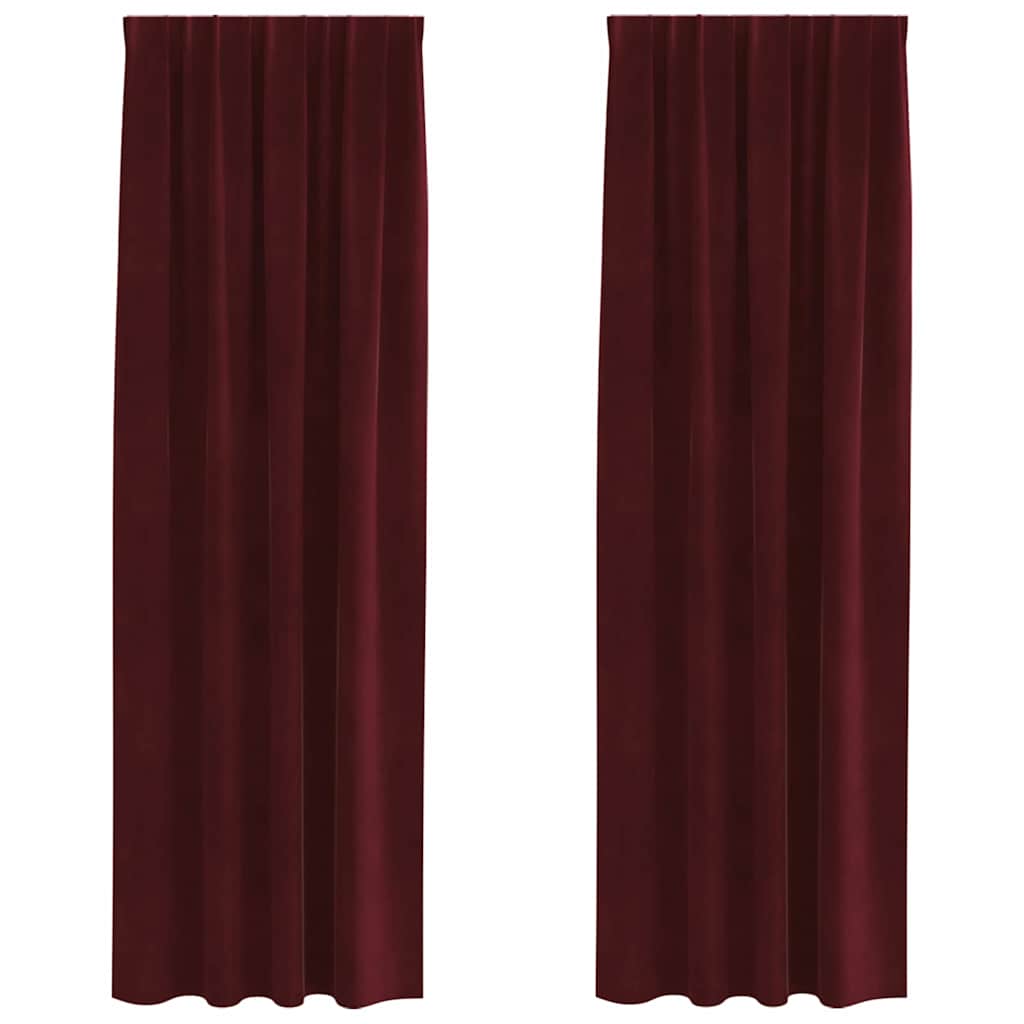 Blendingsgardiner 2 pcs Vinrød 140 x 225 cm Fløyel vidaXL
