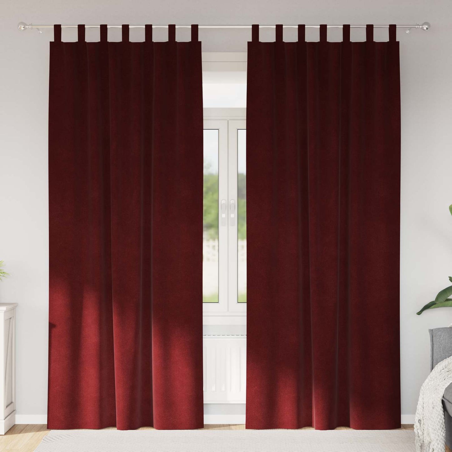 Blendingsgardiner 2 pcs Vinrød 140 x 245 cm Fløyel vidaXL