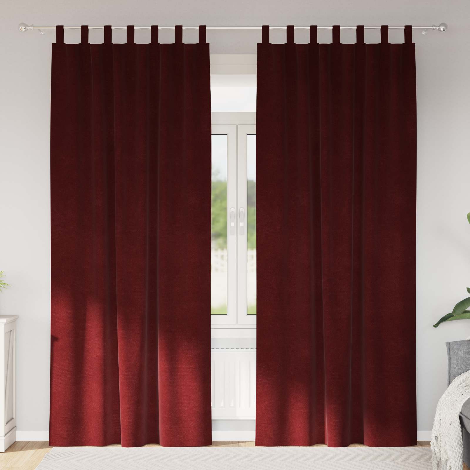 Blendingsgardiner 2 pcs Vinrød 140 x 245 cm Fløyel vidaXL