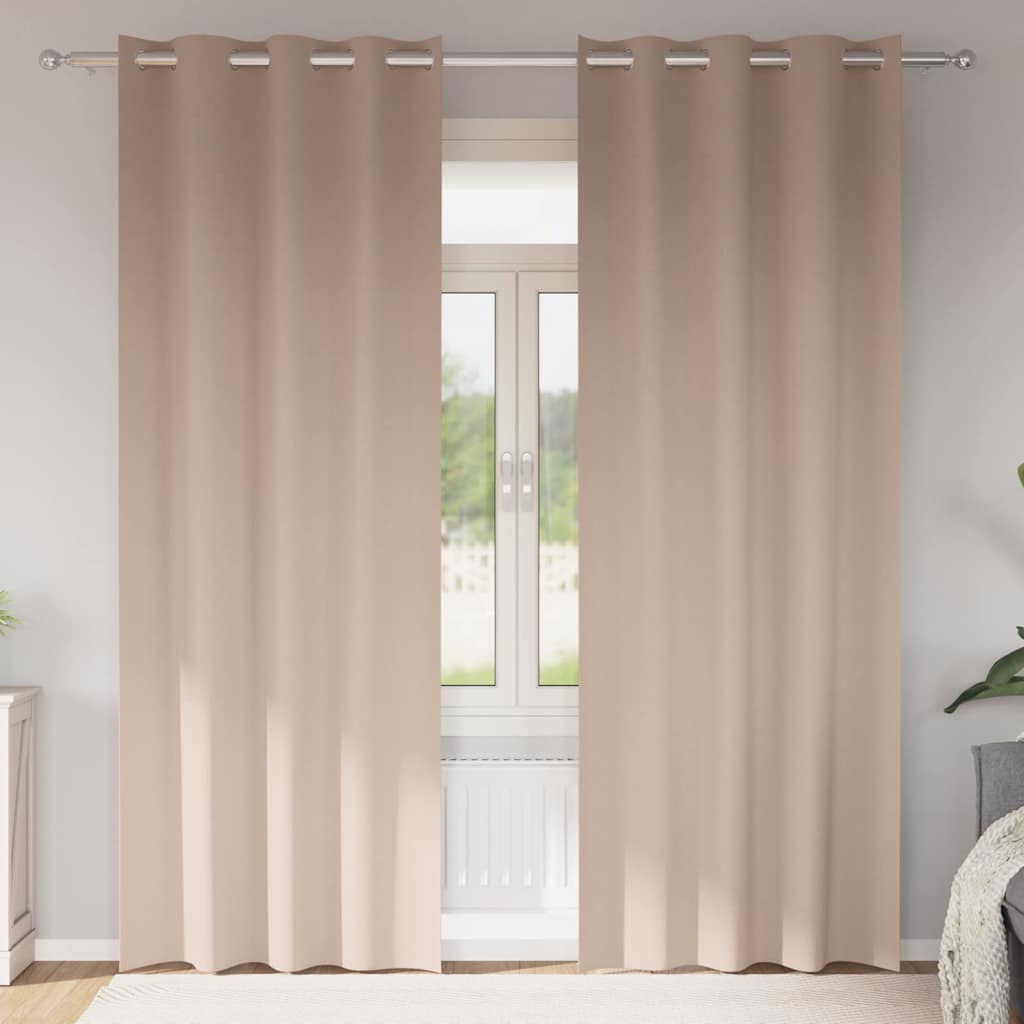 Mørkleggende Gardiner med Ringer 2 pcs Gråbrun 260 x 140 cm