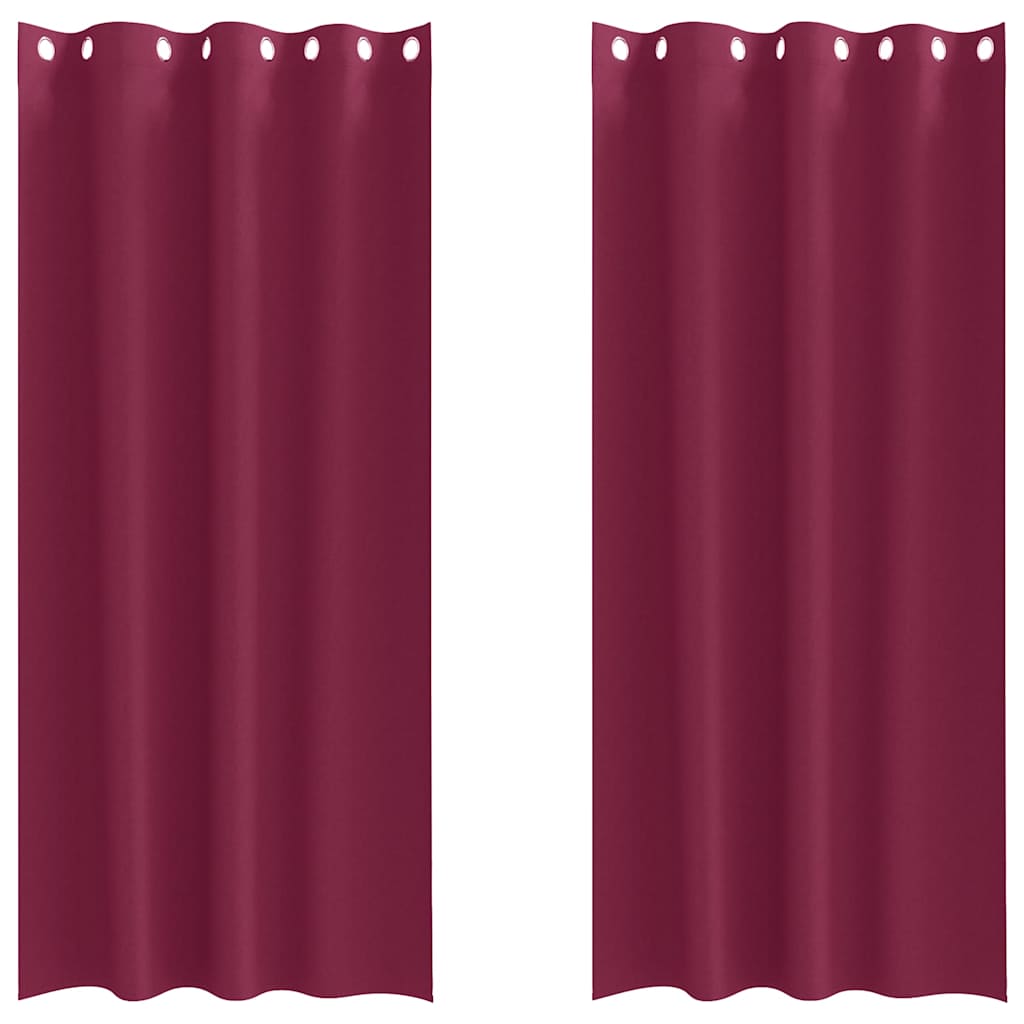 Mørkleggende Gardiner med Ringer 2 pcs Vinrød 225 x 140 cm