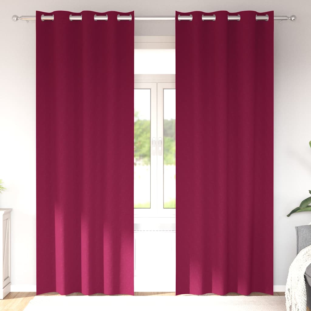 Mørkleggende Gardiner med Ringer 2 pcs Vinrød 260 x 140 cm
