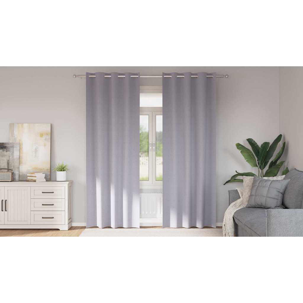 Mørkleggende Gardiner med Ringer 2 pcs Metall Grå 245 x 140 cm