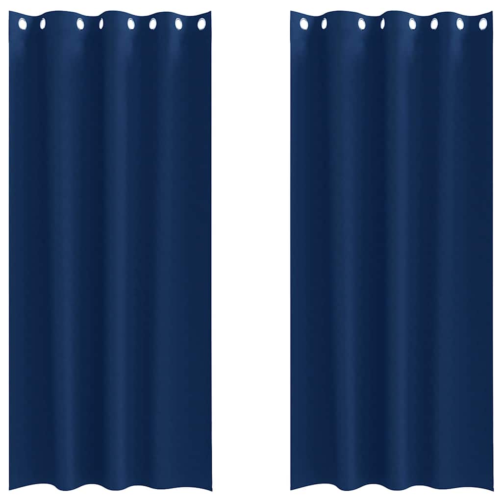 Mørkleggende Gardiner med Ringer 2 pcs Mørkeblå 260 x 140 cm