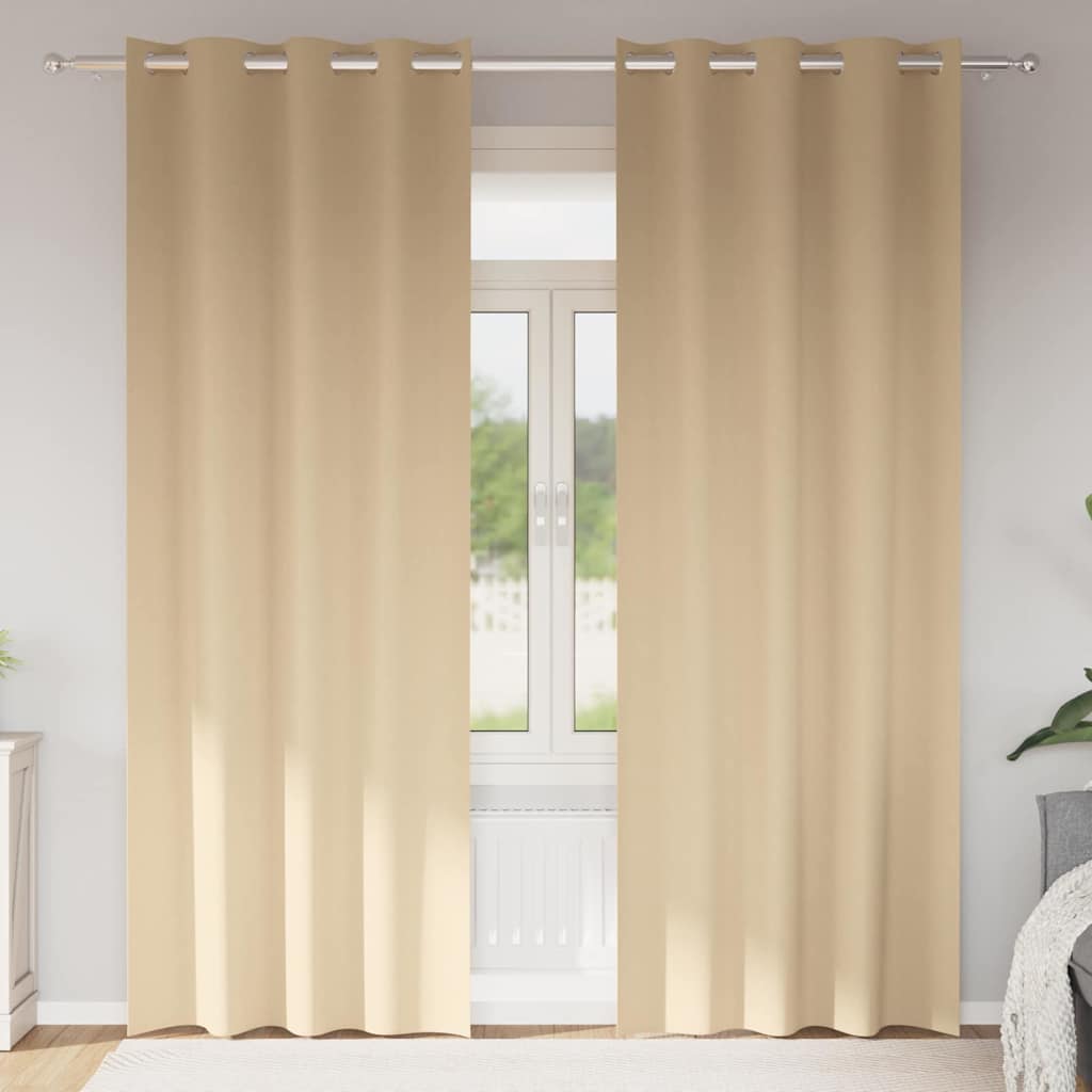 Mørkleggende Gardiner med Ringer 2 pcs Krem 225 x 140 cm