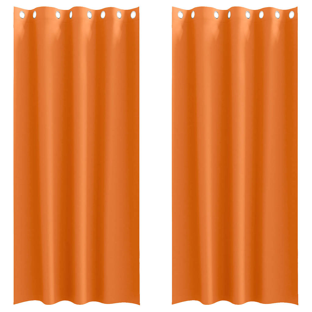 Mørkleggende Gardiner med Ringer 2 pcs Lys Oransje 245 x 140 cm