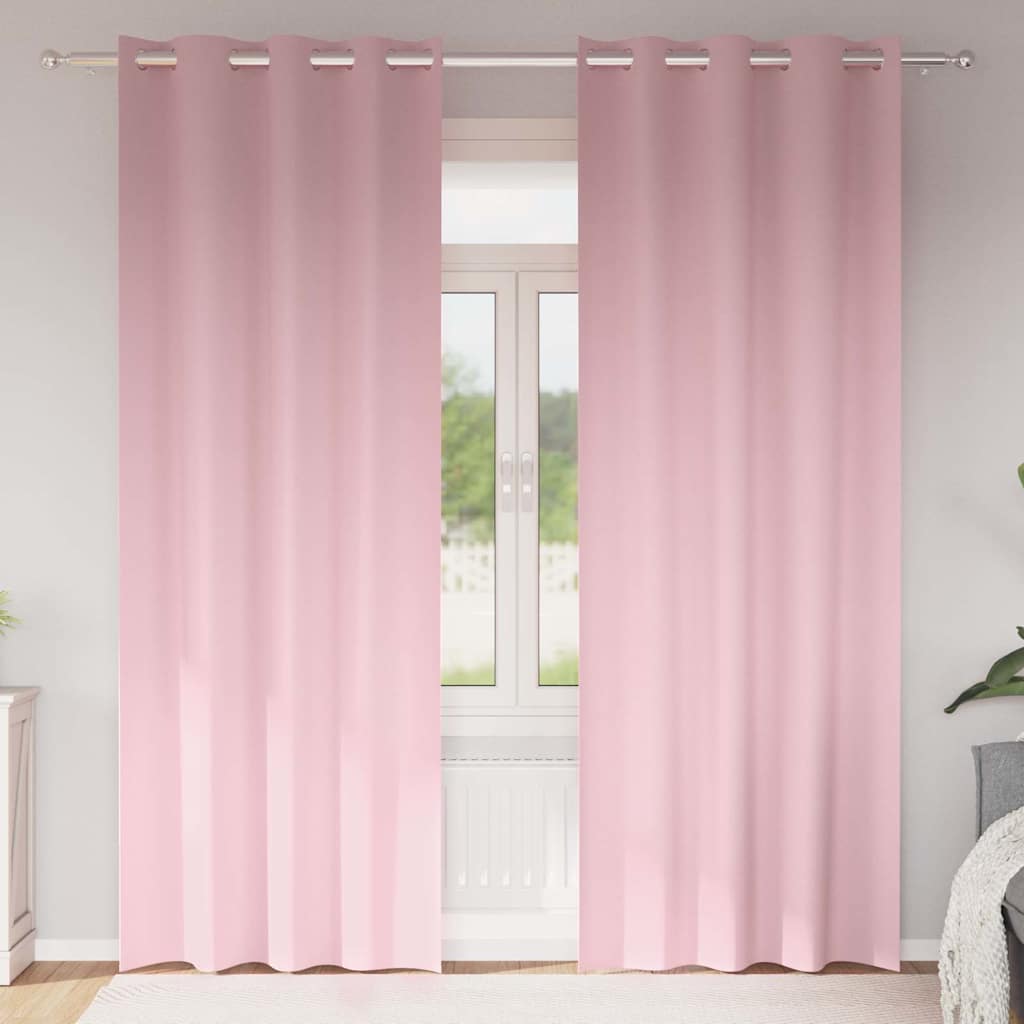 Mørkleggende Gardiner med Ringer 2 pcs Babyrosa 225 x 140 cm vidaXL