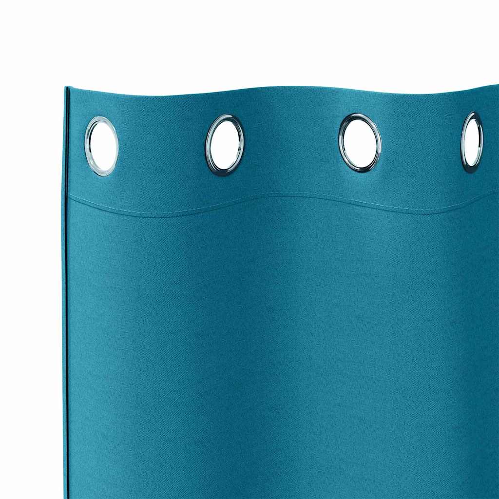Mørkleggende Gardiner med Ringer 2 pcs Turkis 260 x 140 cm
